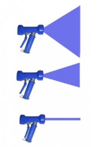 En Sprutpistol Blå - för spolning i tuff miljö med en blå pil på det.
