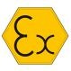 En gul sexkantig skylt med produktnamnet "CHEMIKLER EPDM - Kemikalier och korrosiva produkter/Förflyttning".