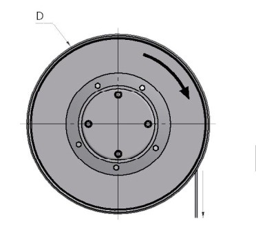 Ett diagram över en Kabelvinda 15m 1x6mm² med pilar som pekar i olika riktningar.