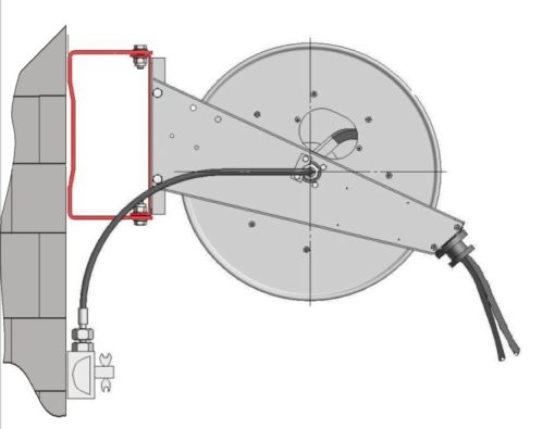 Ett diagram som visar hur man ansluter en Slangvinda för svetsgas Serie DGAS - 2x Ø6mm längd 17m till en enhet.