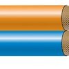 Två blå och orange slangar, inklusive Svets/Gas slang -20 bar - Ø6,3 orange/blå OX/Propan - ISO 3821 (EN 559), på vit bakgrund.